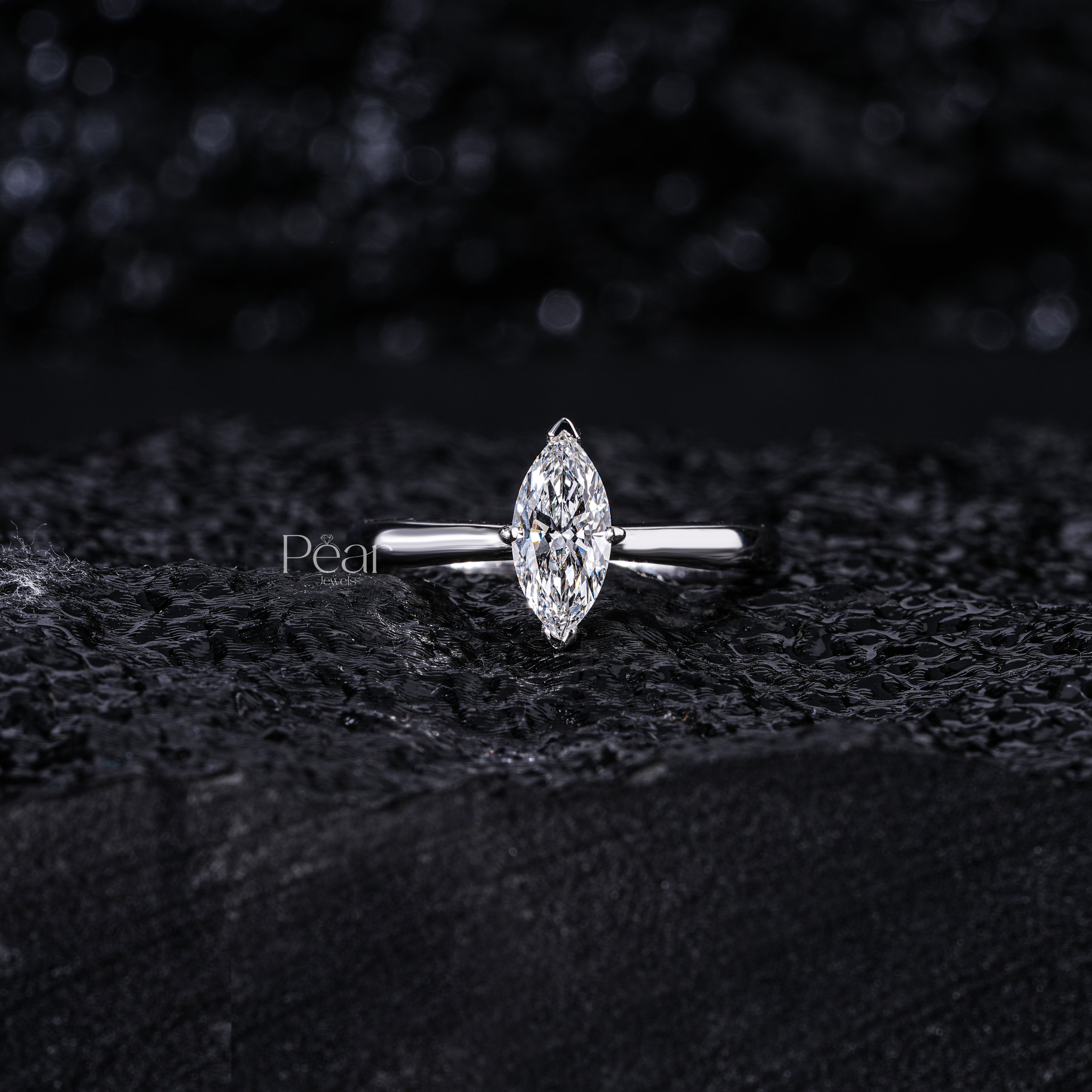 Marquise Labgrown Diamond Solitaire Ring - Pear Jewels